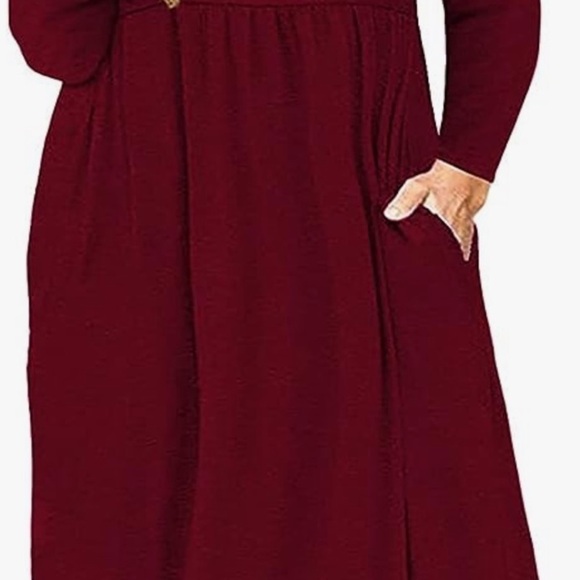 Plus Size Maxi Dress Long Sleeve Empire Waist Size 4XL /26 Burgundy Wine Color - Picture 7 of 11